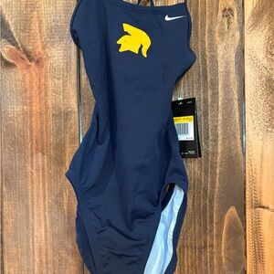 NEW! Nike Navy Blue with Yellow Trojan Swimsuit